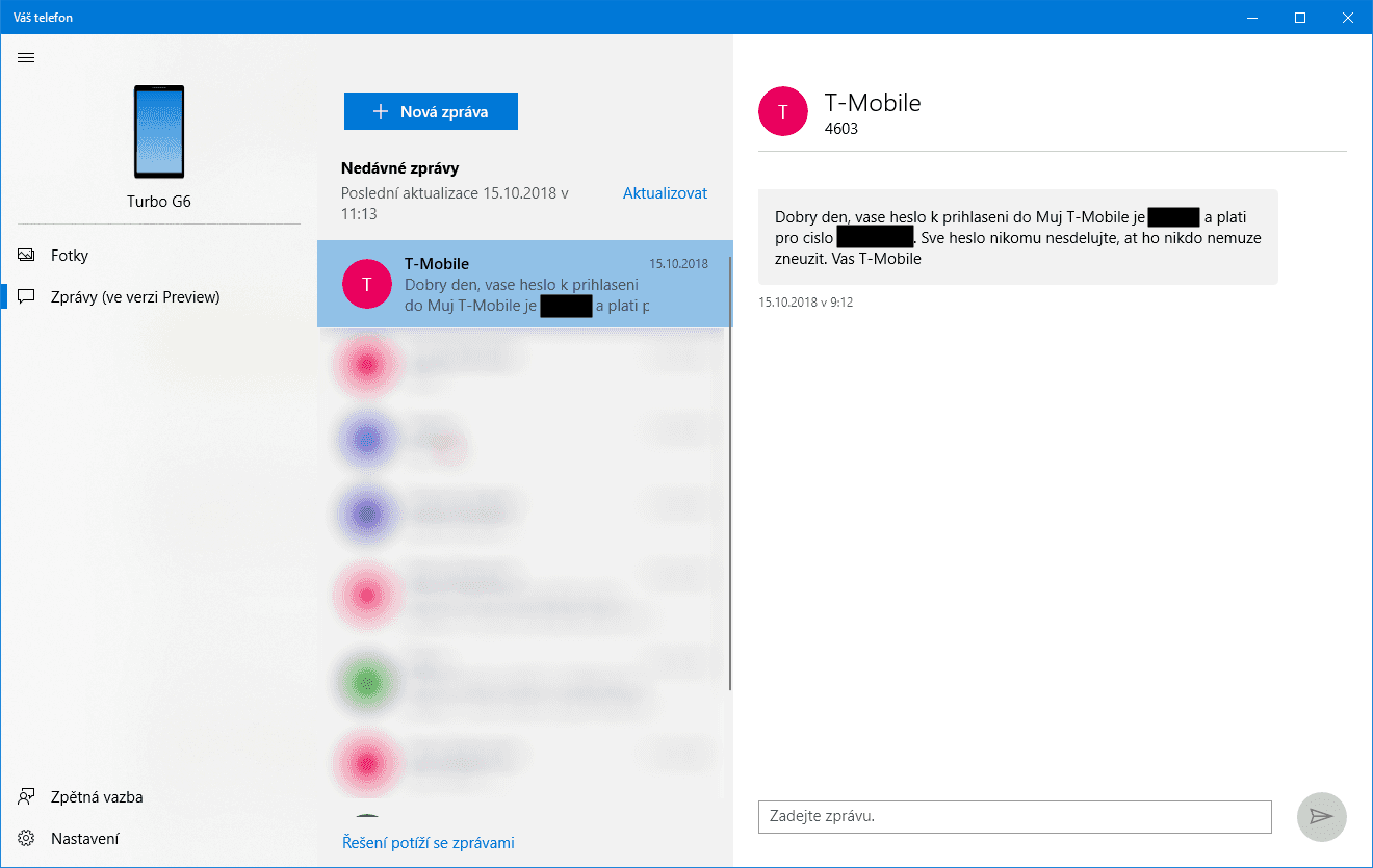 Příjem a čtení SMS ve fázi betaverze trpělo nesnesitelně slabým výkonem