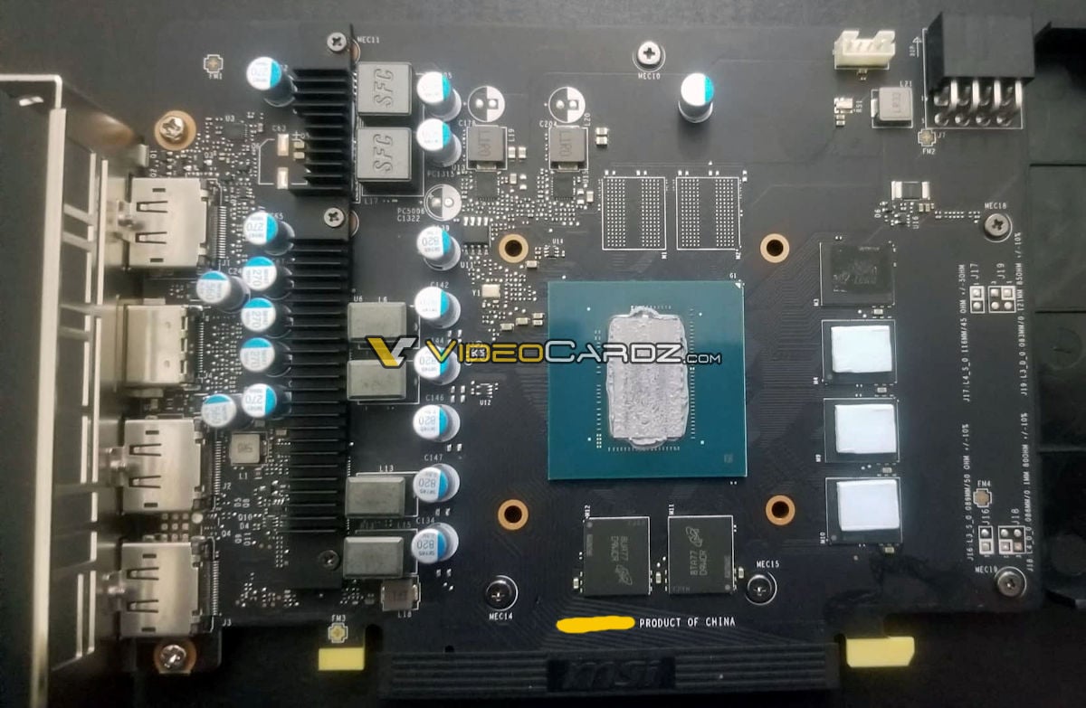 PCB karty MSI GeForce GTX 1660 Ti Ventus XS (Zdroj: VideoCardz)