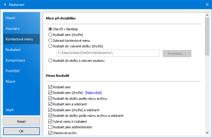 Také při poklepání na archiv může být provedena jiná akce než obyčejné otevření v komprimačním nástroji