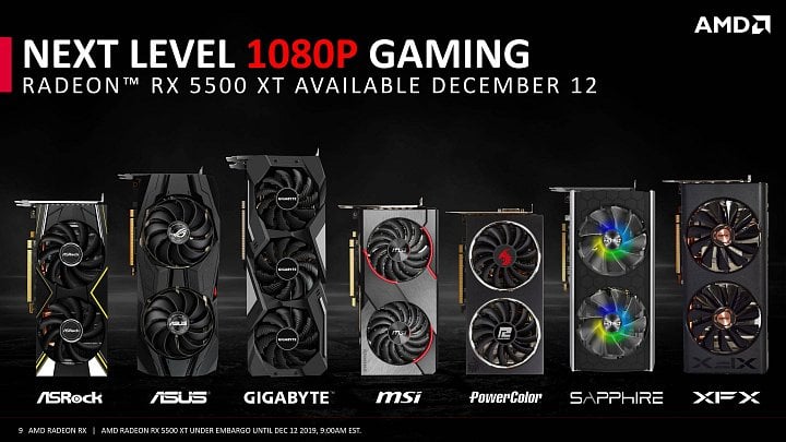 Různé verze karet Radeon RX 5500 XT