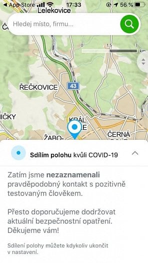 Mapy cz covid sdílení polohy obr1