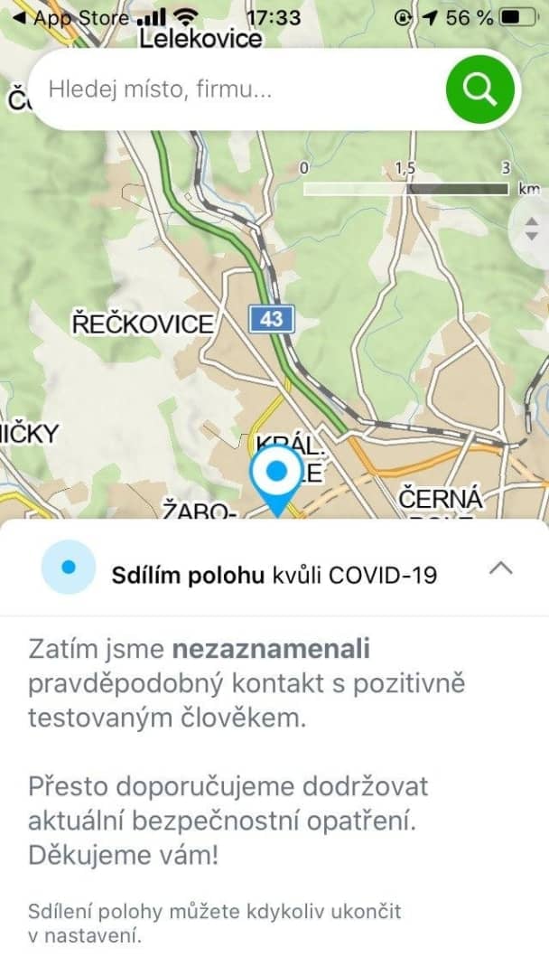Mapy cz covid sdílení polohy obr1