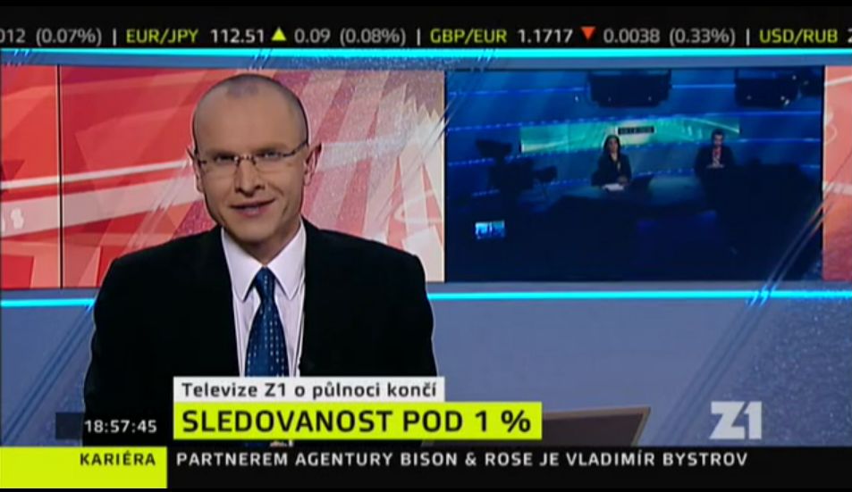 Jan Zika oznamuje konec vysílání zpravodajského kanálu Z1 v lednu 2011.