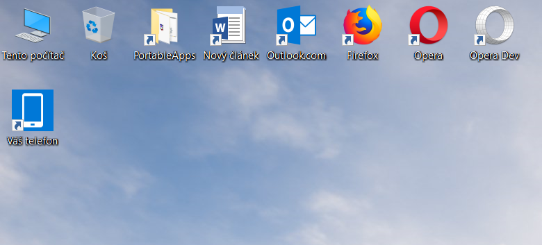 Odkaz na aplikaci Váš telefon je teď automaticky přidán na plochu