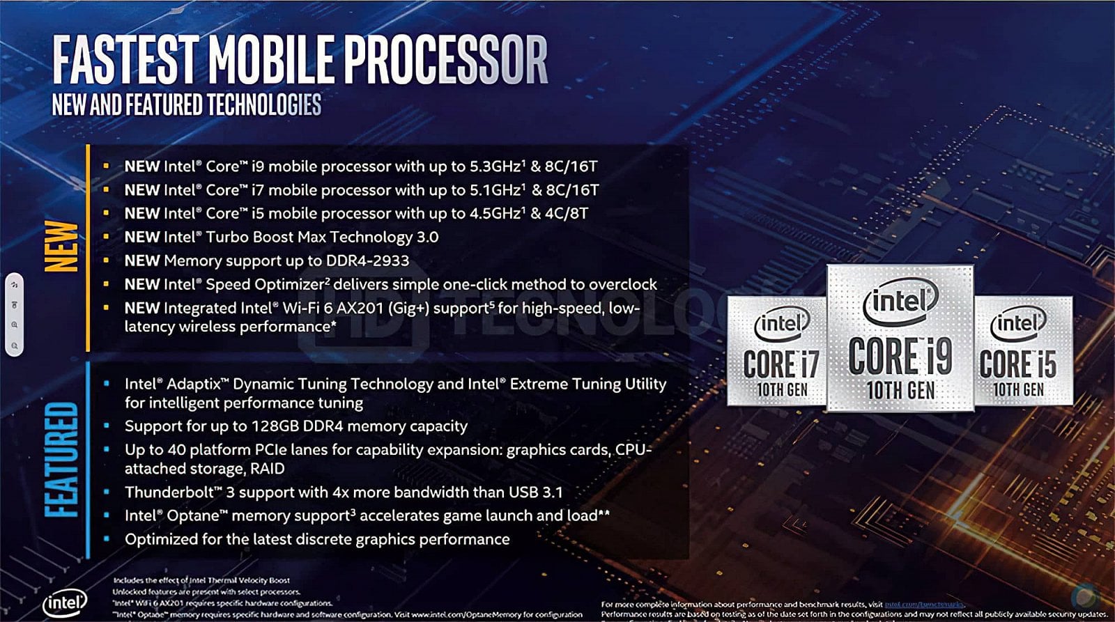 Uniklé slajdy s parametry procesorů Intel Comet Lake-H (Zdroj: HD Tecnologia)