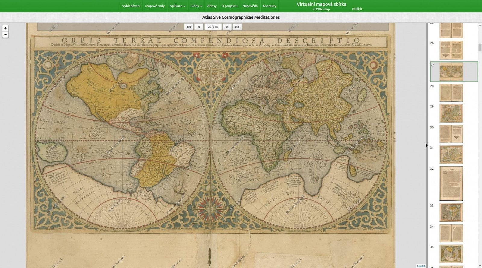 Mercatorův atlas světa z 16. století