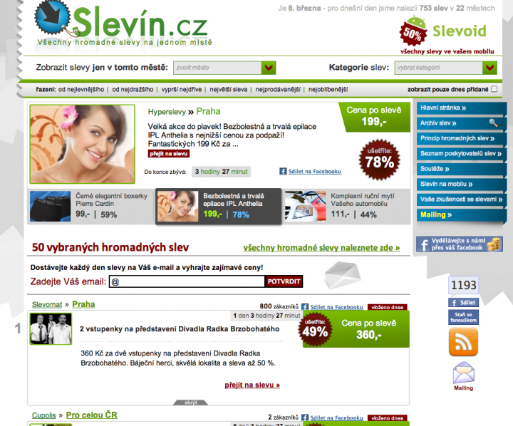 Slevín.cz: více chlívečků, více nabídek na stránce
