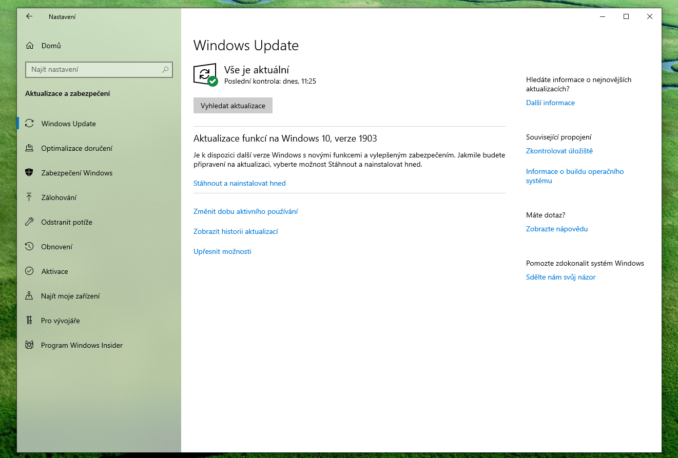 Dnes platí, že upgrade na verzi 1903 je dobrovolný, pokud používáte verzi 1803 nebo 1809. Taková je nová podoba služby Windows Update