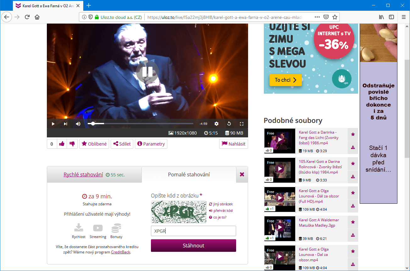 Zadání kontrolního kódu při bezplatném stahování