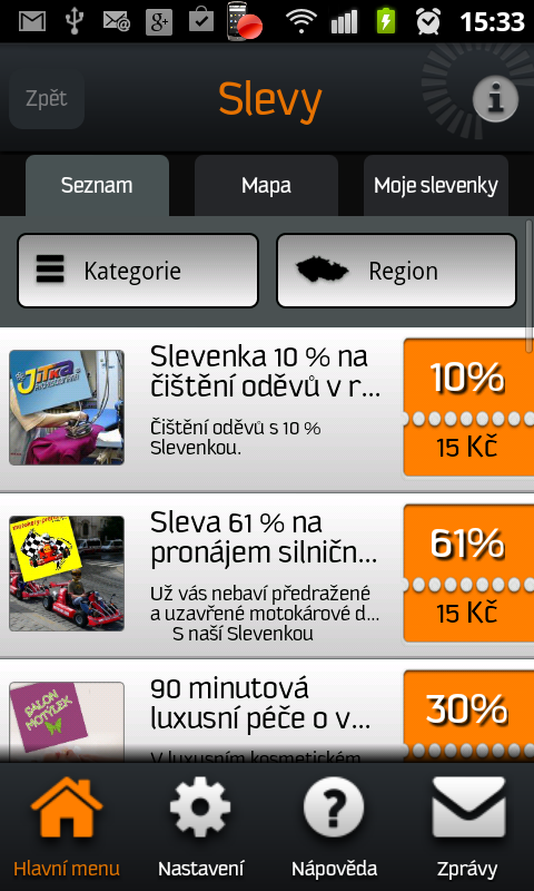 Nakupovat můžete také slevové kupóny za 15 Kč