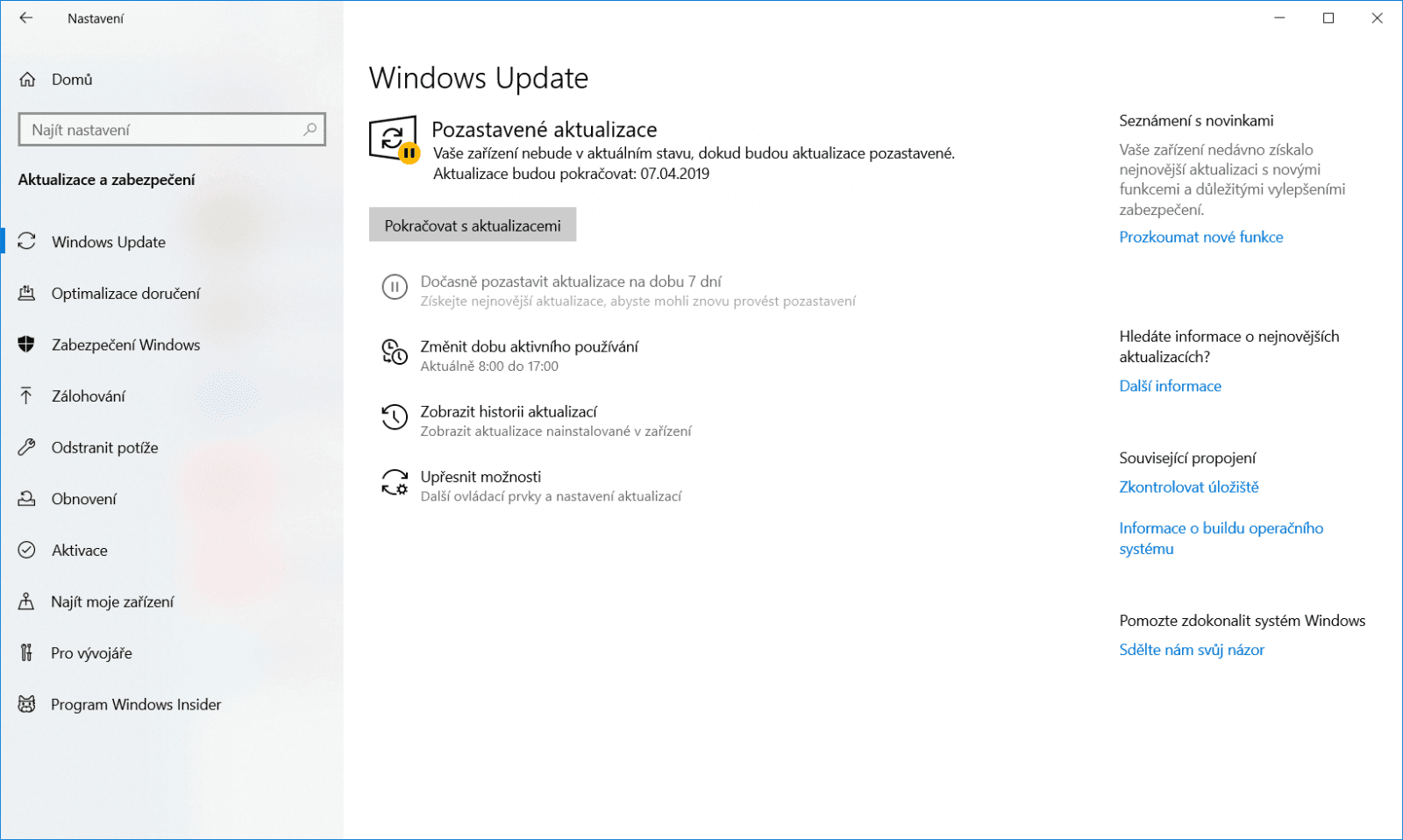 Pozastavování příjmu nových aktualizací je realitou také v edici Home