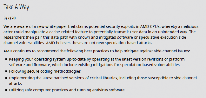 Reakce AMD na chybu Take A Way