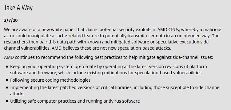 Reakce AMD na chybu Take A Way