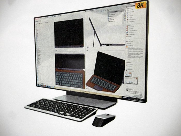 Prototyp 31,5palcového 8K monitoru IGZO se 120Hz frekvencí a podporou HDR obrazu, 2019 (Zdroj: PC Watch)