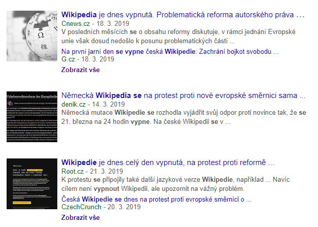 Snippet v akci. Google vzal výňatek našeho nadpisu, těla článku i obrázek