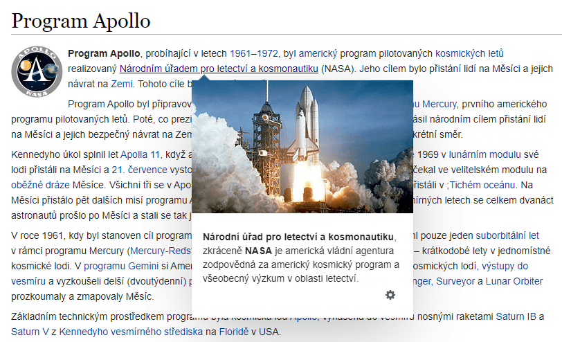 Největší novinkou Wikipedie v roce 2018 byly kontextové náhledy