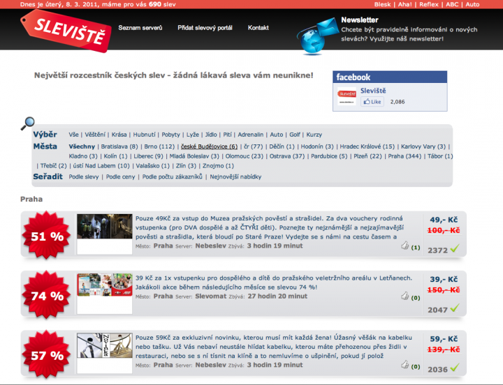 Sleviště.cz: když se na slevy jde Bleskem, tak to vypadá takhle. Včetně nedořešených obrázků. Ale obchodně dobré!