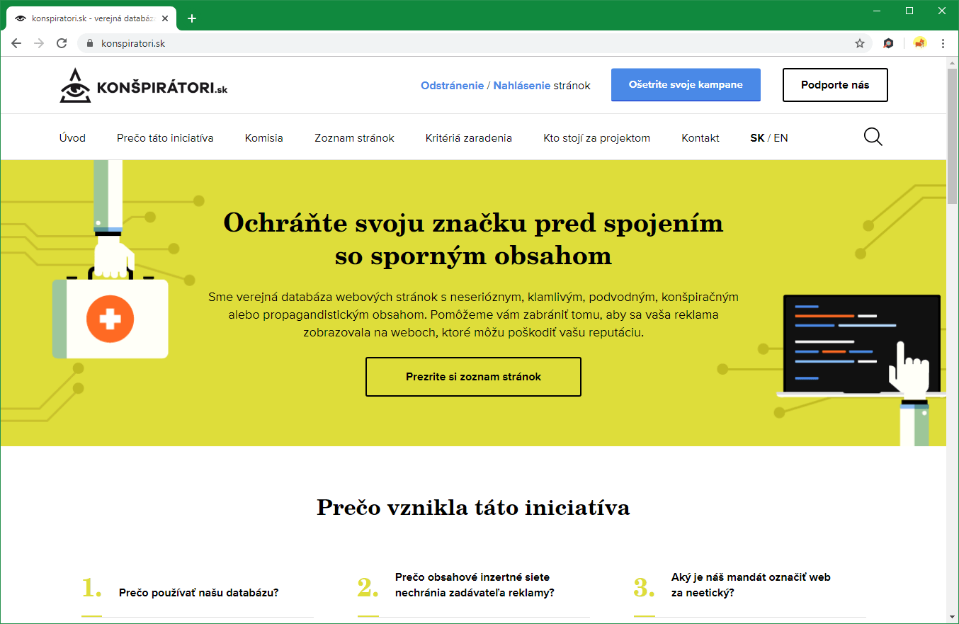 Doplněk používá databázi Konšpirátori.sk