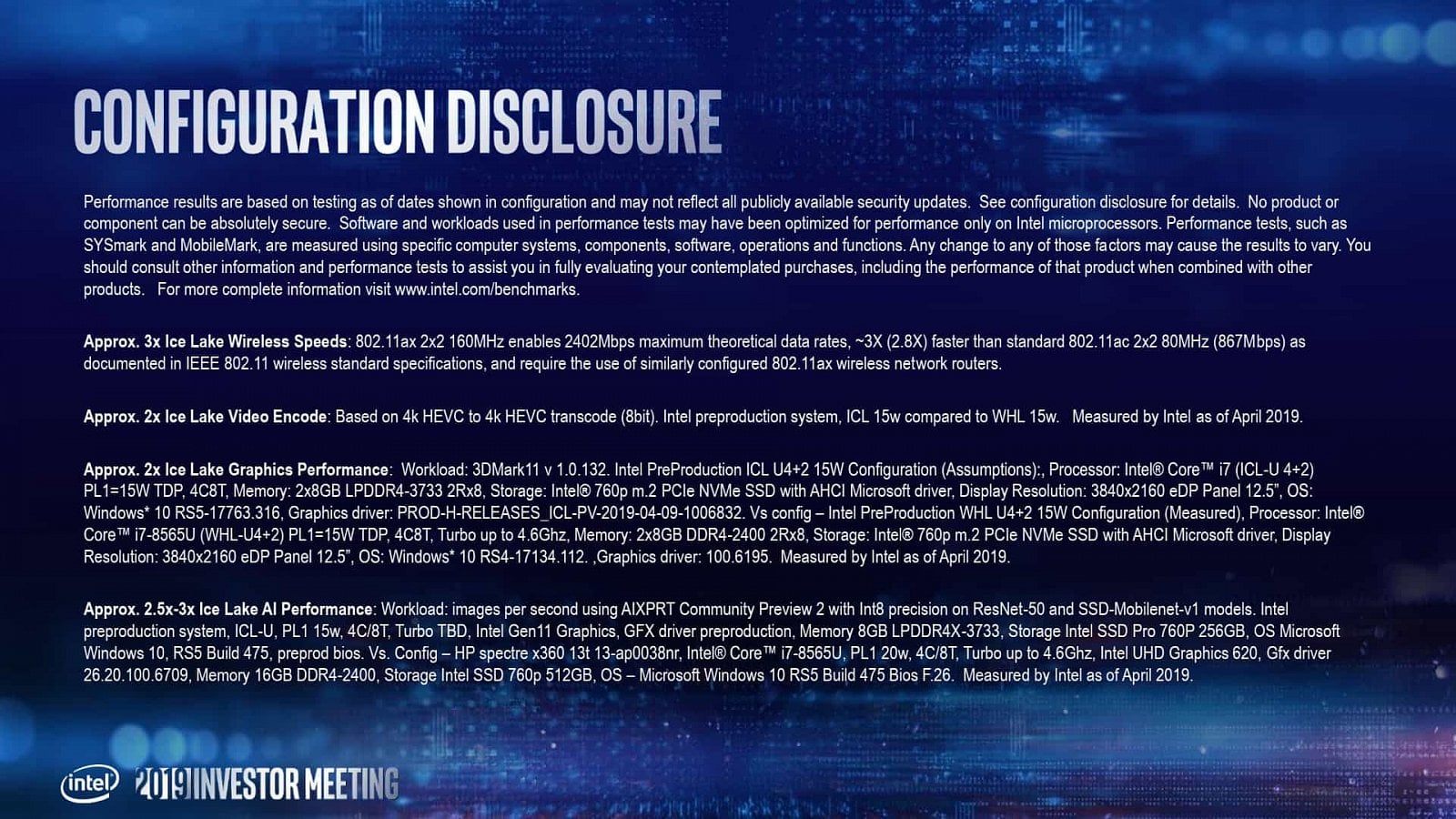 Informace k procesorům Ice Lake-U v poznámkách na konci prezentace