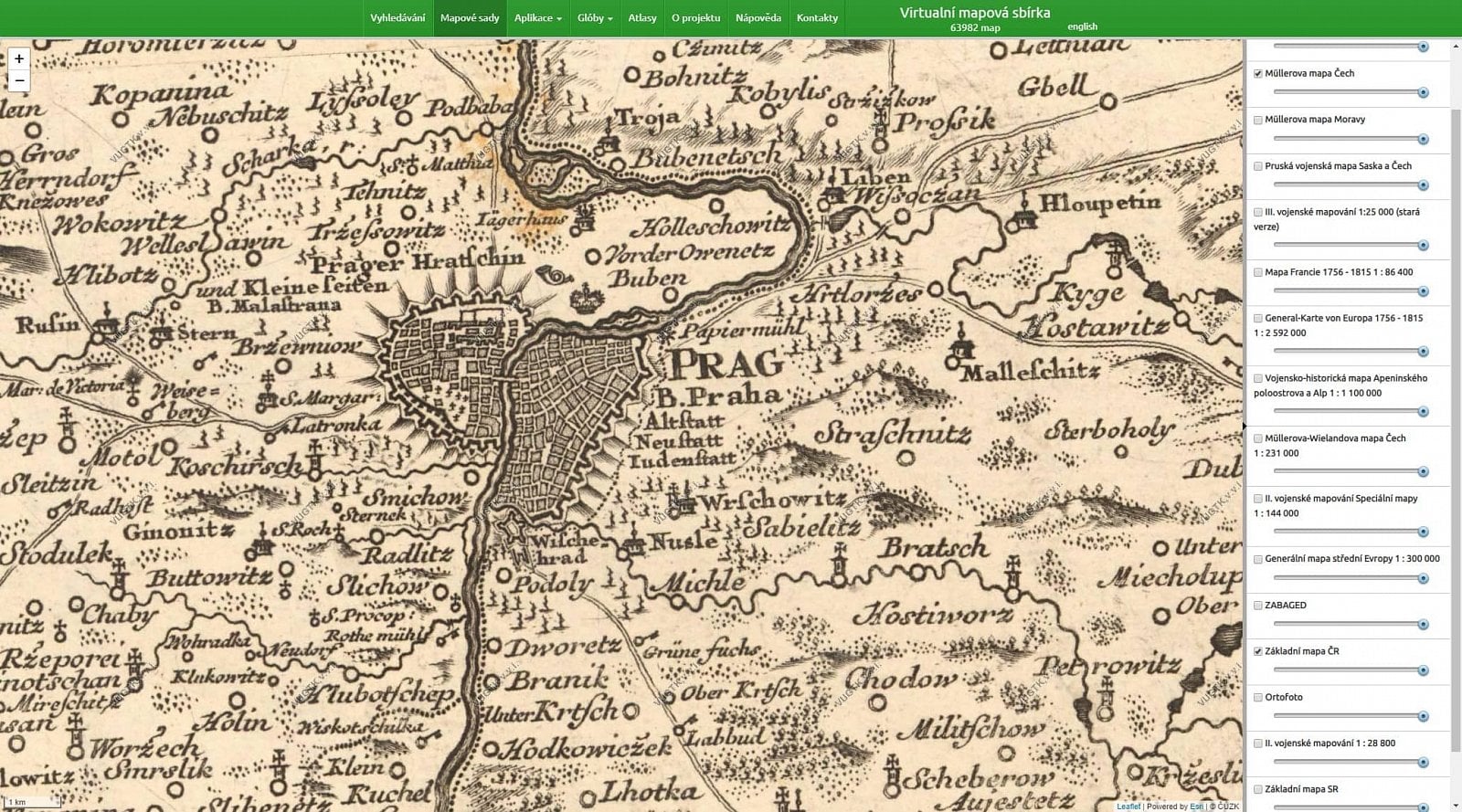 Müllerova mapa Čech z let 1712 až 1722