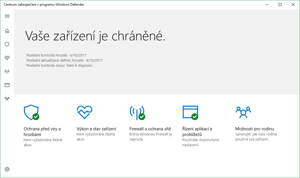 Centrum zabezpečení vám umožním sledovat, zda počítač nebyl napaden