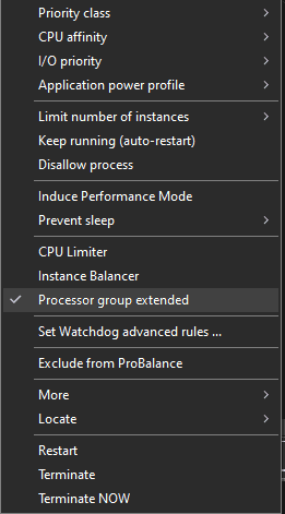 Nastroj Goupextend v  aplikaci Process Lasso