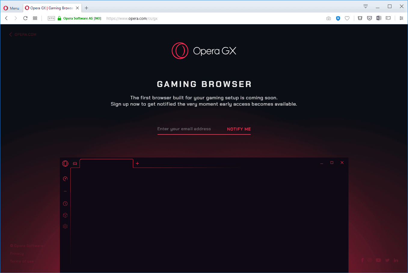 Nový prohlížeč si zatím nezkusíte, můžete se jen přihlásit k odběru novinek