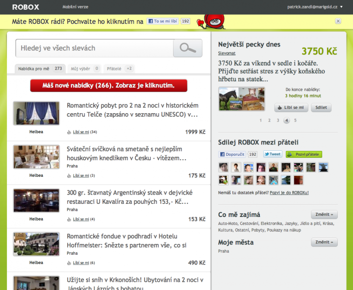 Robox.cz: Jediný z agregátorů, kde bez přihlášení nedáte ani ránu.  Proč ne, odlišit se je třeba!