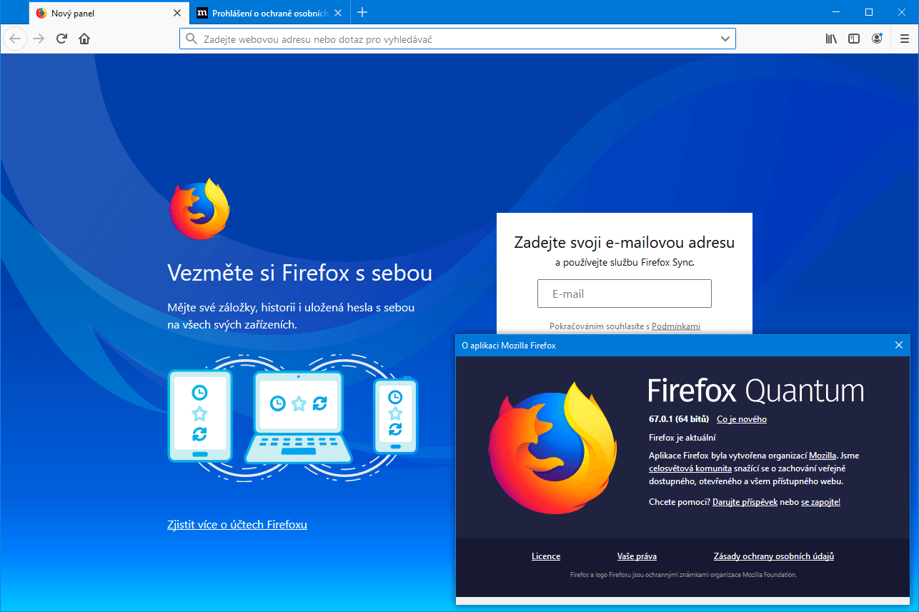 Mozilla by ráda, abyste využívali účet Firefox a její další služby