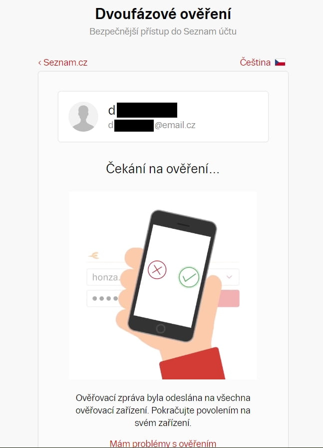 Seznam.cz a dvoufázové přihlašování
