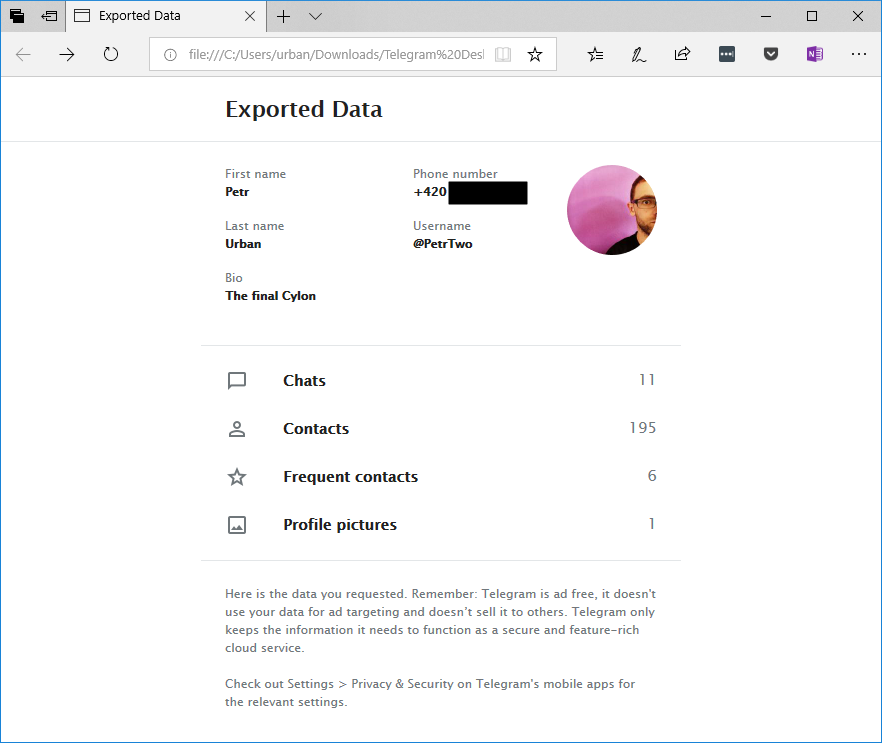 Vyexportovaná data lze prohlížet formou interaktivní webové stránky
