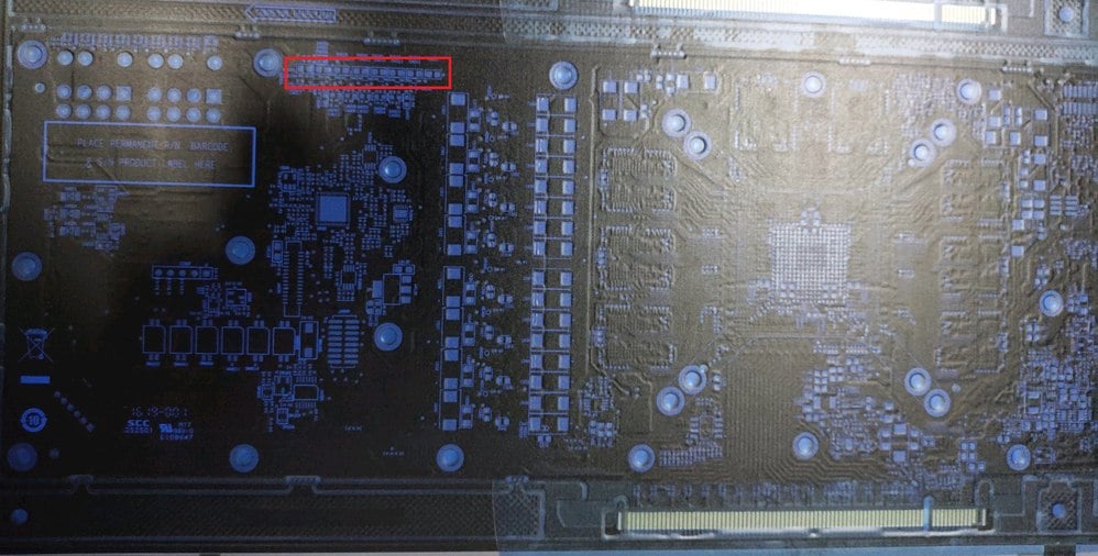 Možná příprava pro GPU tachometr z LED na rubové straně PCB