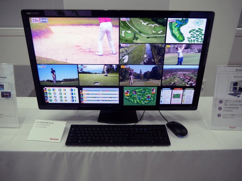Prototyp 31,5palcového 8K monitoru IGZO se 120Hz frekvencí a podporou HDR obrazu, 2019 (Zdroj: PC Watch)