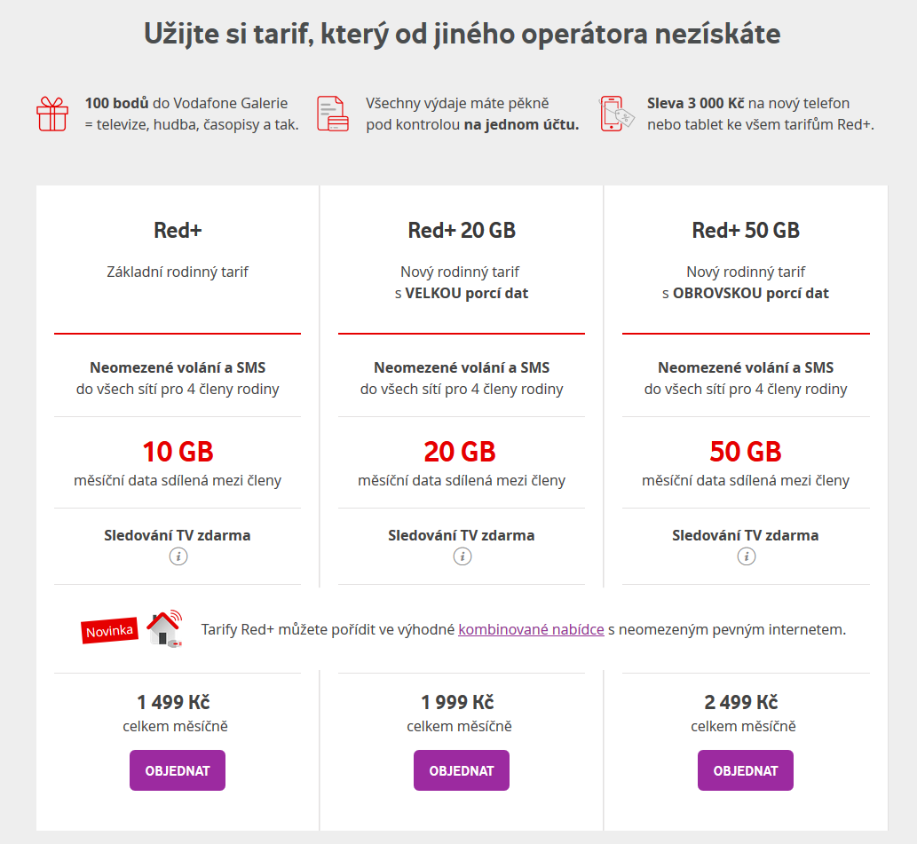 Dosavadní nabídka rodinných tarifů s většími, byť sdílenými datovými balíčky