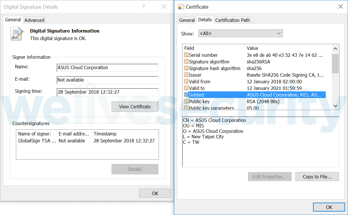 Asus WebStorage certificate WM
