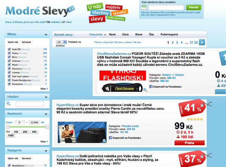 ModréSlevy.cz: nelžou, jsou opravdu modré. Včetně drobného problému v Safari. 