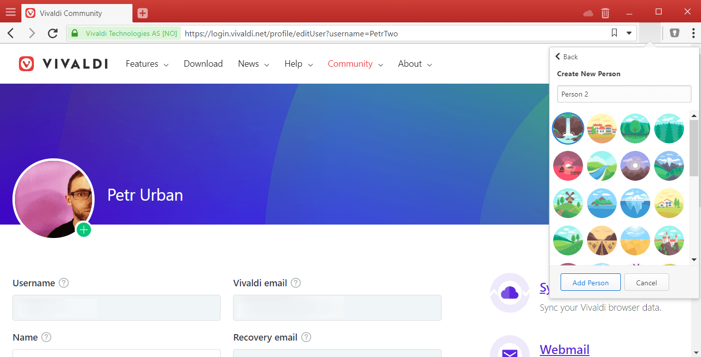Lokální účty můžete opatřit některým z výchozích avatarů
