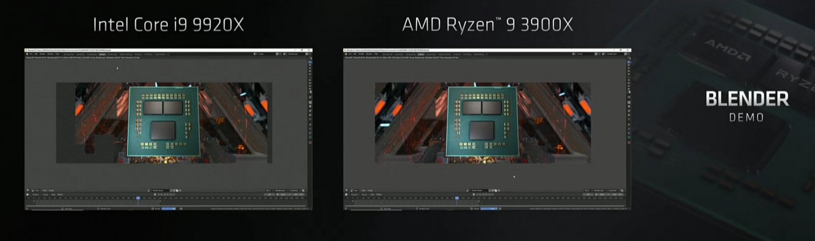 Demo Ryzenu 9 3900X v Blenderu