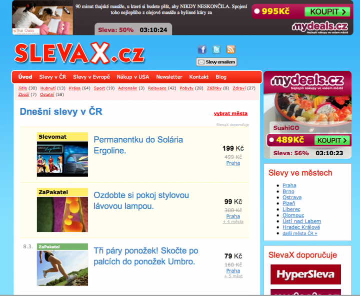 SlevaX.cz: další klasika mezi agregátory slevových serverů
