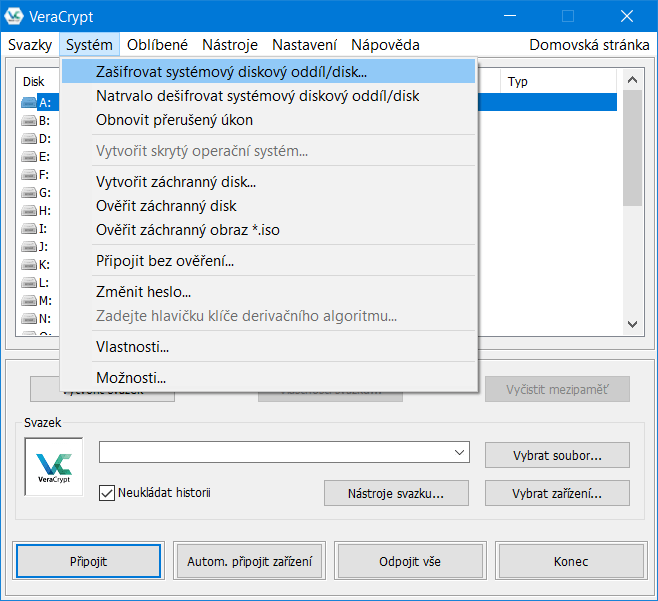 Klepnutím na tuto možnost zahájíte proces šifrování