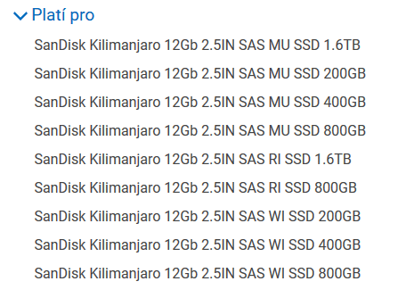 Postižená SSD SanDisk v produktech Dellu