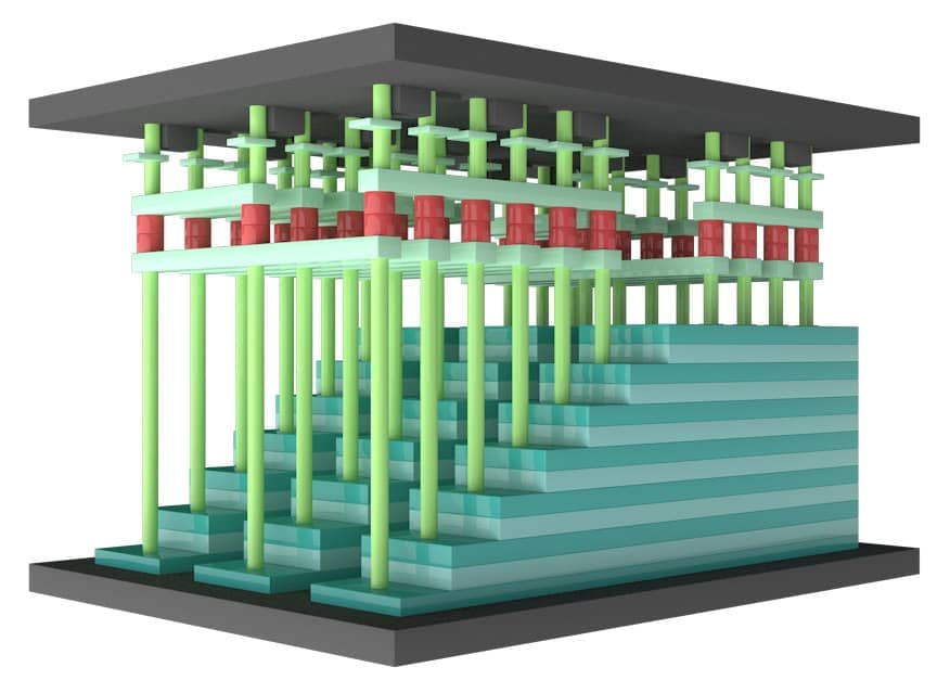 3D NAND YMTC a technologie Xtacking: ve výsledném výrobku je čip s logikou kontakty připájen na vrch čipu s vrstvami buněk NAND