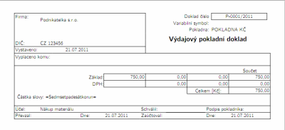 Pokladní doklad tisk