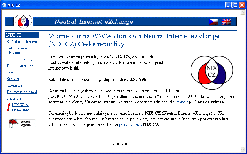 Home Page NIX.CZ, 2001