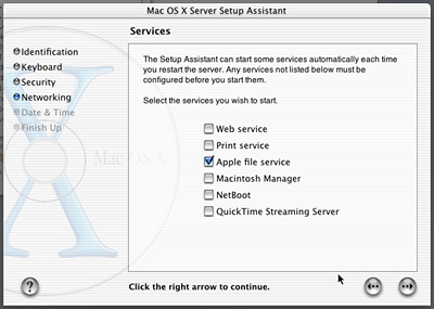 MacOS X Server Setup Assistant