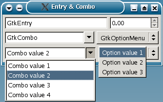 entry, spin button, combo box, option menu