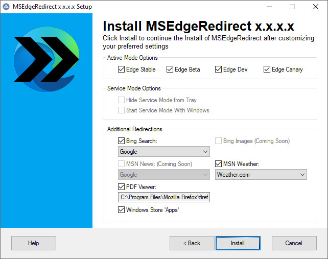 MSEdgeRedirect 0.7.5.0 instal the last version for windows