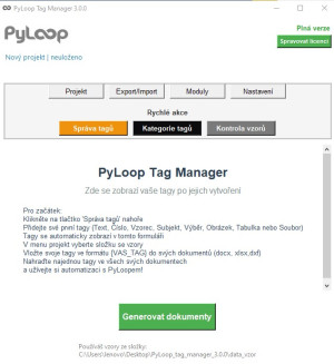 PyLoop Tag Manager - náhled