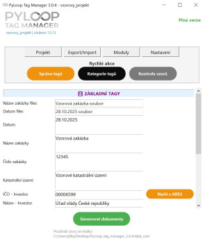 PyLoop Tag Manager - náhled