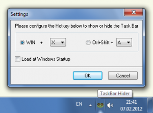 TaskBar Hider 1.2 - náhled